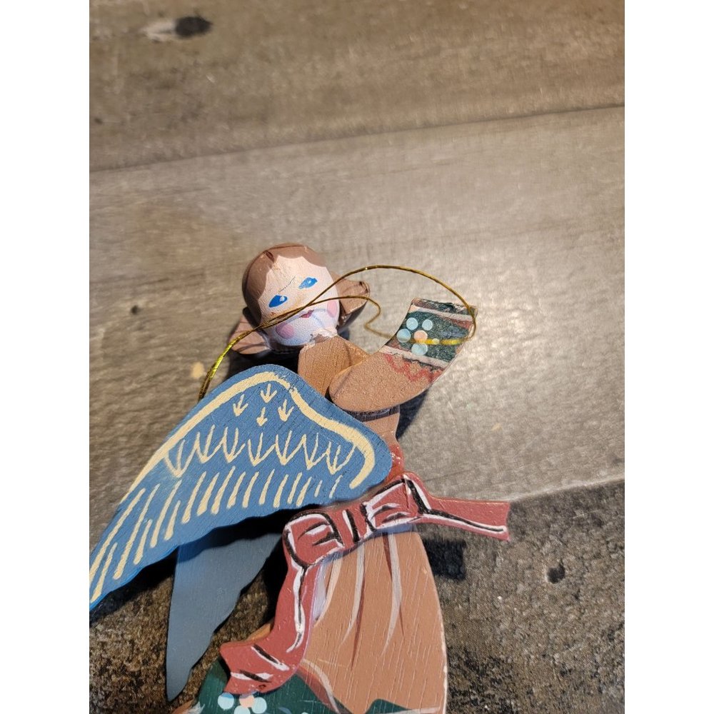 Wooden angel AS IS wings flying ornament xmas - Picture 3 of 5